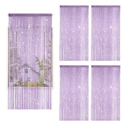 Set di 4 tende a filo, effetto glitter, 100x200 cm, color lilla chiaro