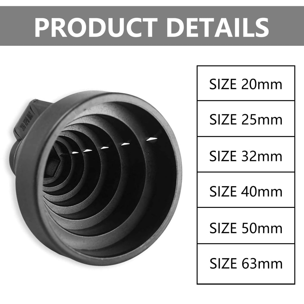Raschietto per tubi in plastica, adatto per tubi da 20 a 63 mm, con 3 lame di ricambio