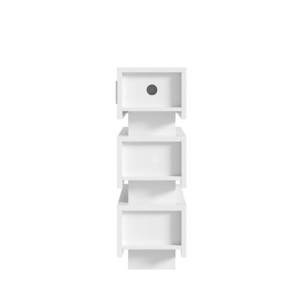 Set di 2 comodini stretti bianchi con LED, USB e Type-C, 3 cassetti, 20 x 40 x 59,5 cm