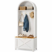 Guardaroba da ingresso 75x35x195 cm in MDF bianco e legno con scarpiera
