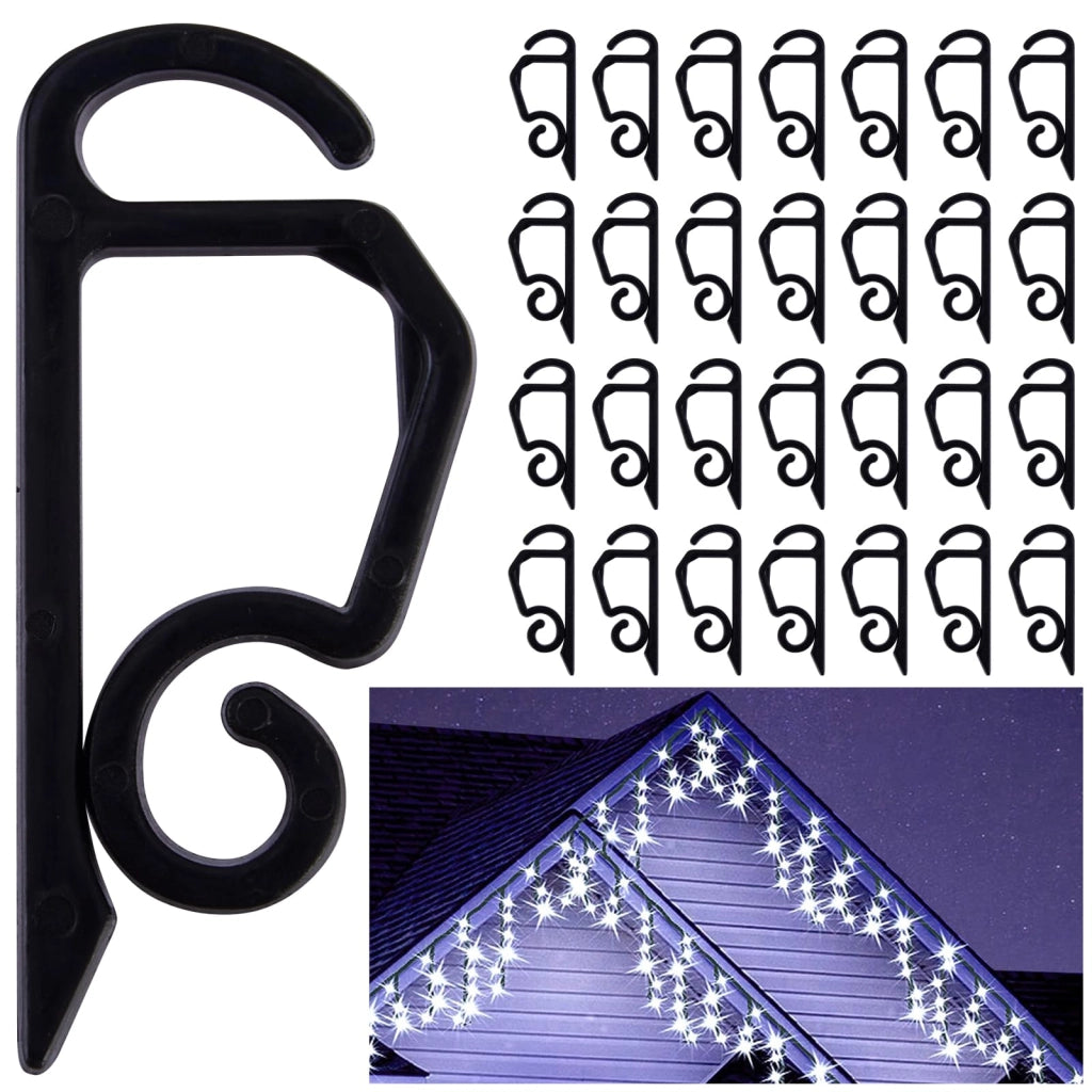Ganci per grondaie, confezione da 120 pezzi, colore nero, per illuminazione esterna