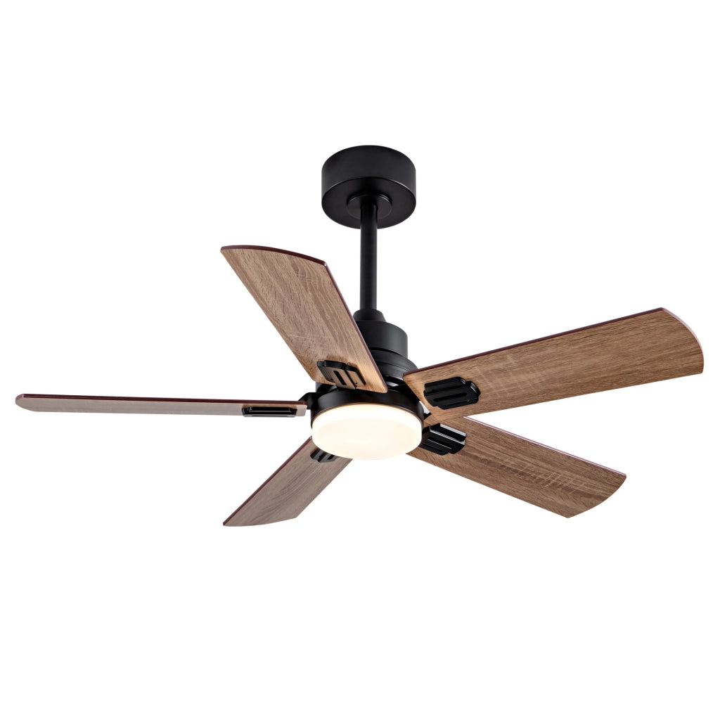 Ventilatore da soffitto con luce, 42 pollici, nero e noce, telecomando