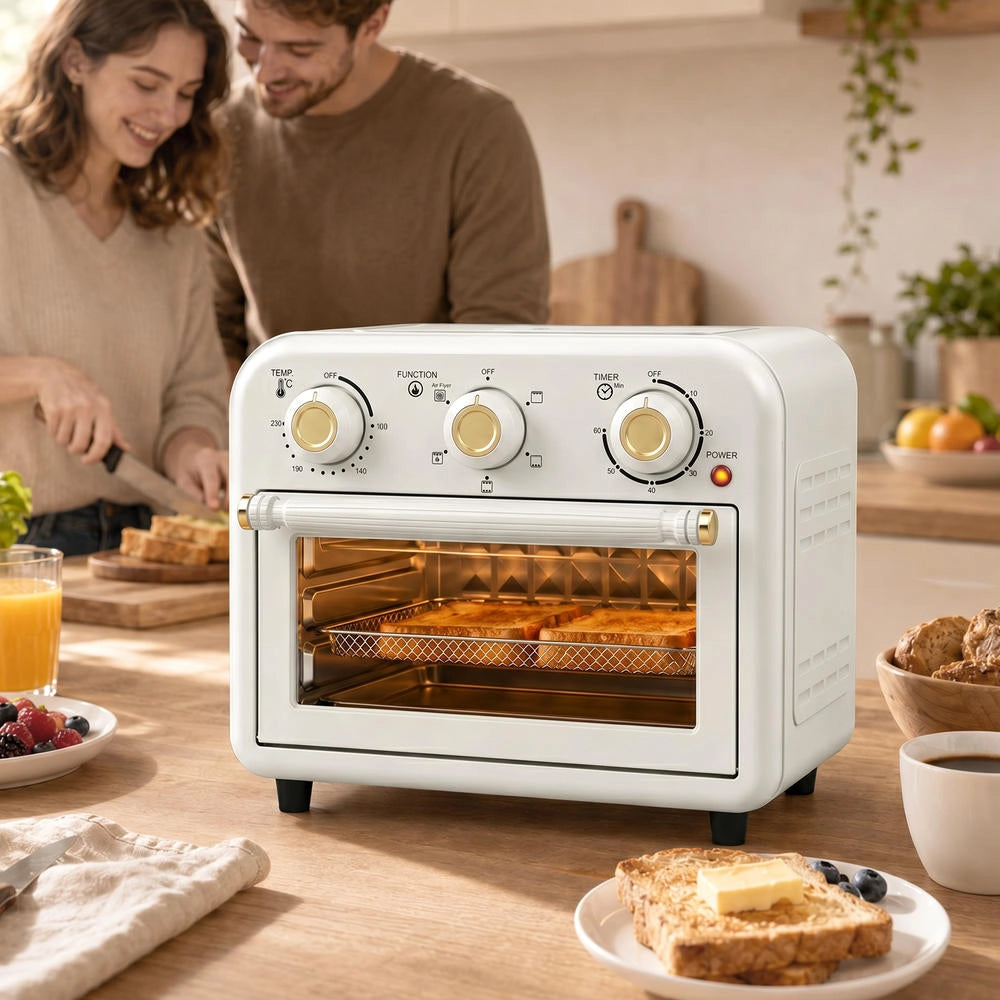 Mini Fornetto Elettrico Ventilato e Friggitrice ad Aria 12 Litri 5 Programmi Timer 60 Minuti Compatto Salvaspazio per Casa