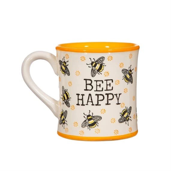 Biene Happy, tazze gialle, 350 ml, dipinte a mano, in Vetroceramica