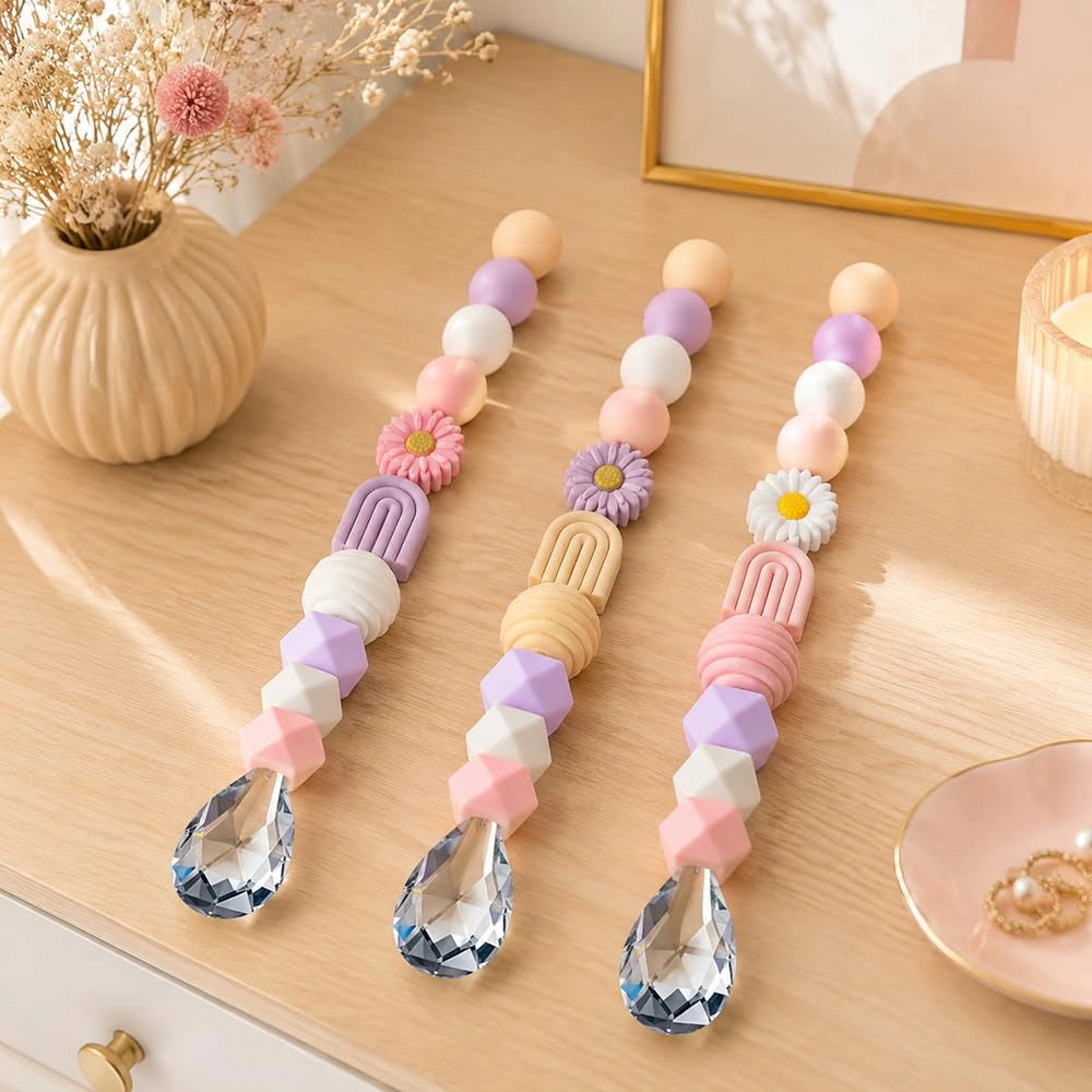 Suncatcher Kristall, diametro 38 mm, confezione da 10 pezzi, kit per il fai-da-te con perline e filo
