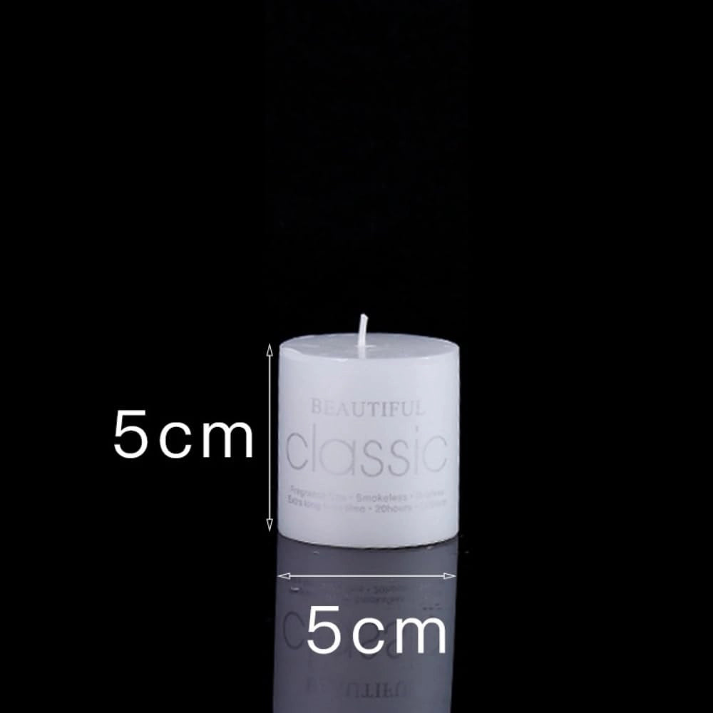 Set di 8 candele a colonna, dimensioni 5x5 cm, profumate, antigocciolamento, colorate