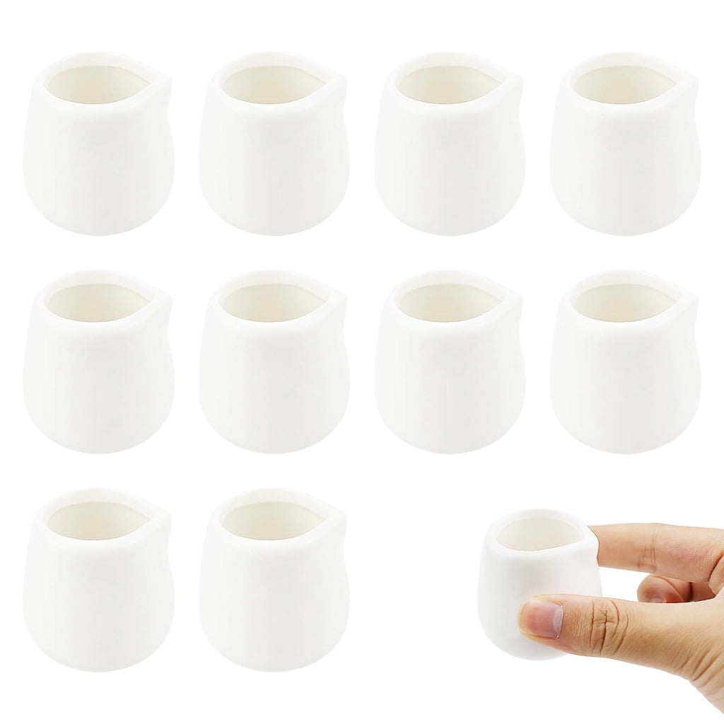 10 mini brocche in Vetroceramica per latte, capacità 50 ml, colore bianco, senza manico, adatte al lavaggio in lavastoviglie