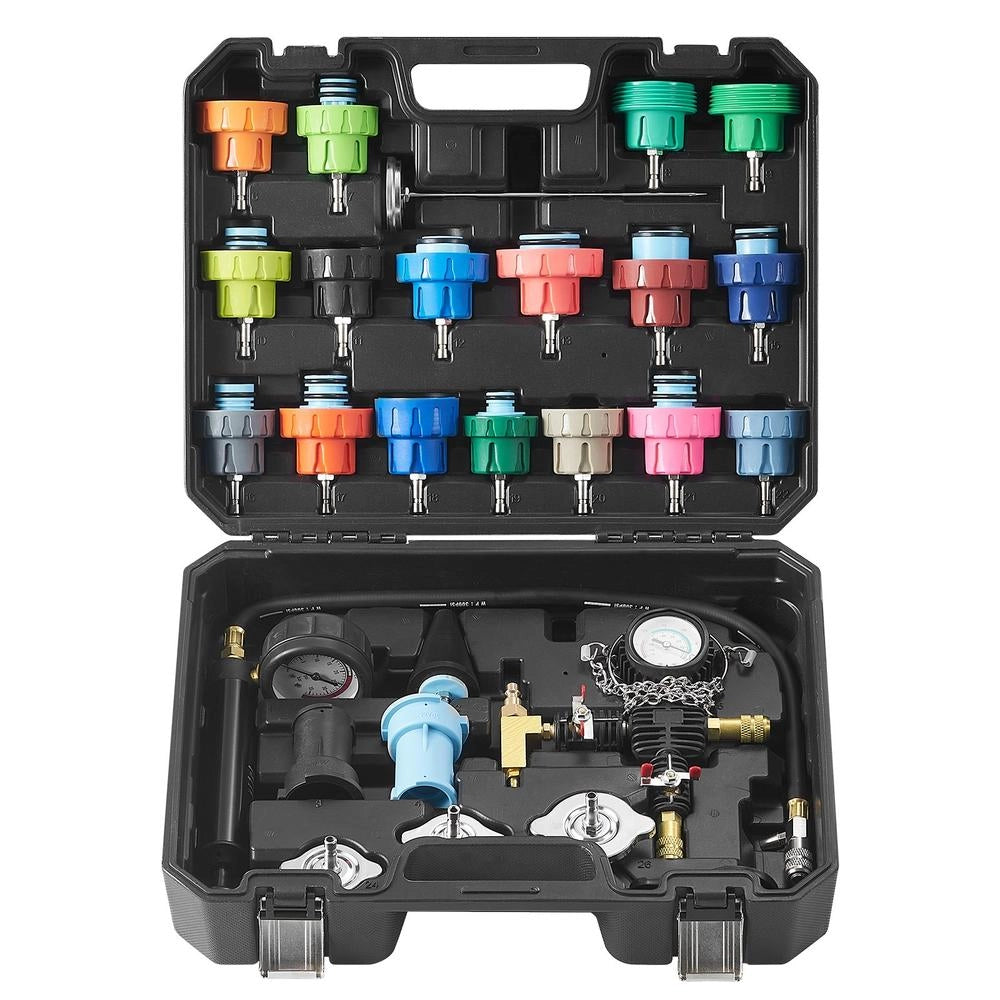 Kit tester pressione sistema di raffreddamento e radiatore YS-01205 28 pezzi con pompa e valigetta per auto e moto