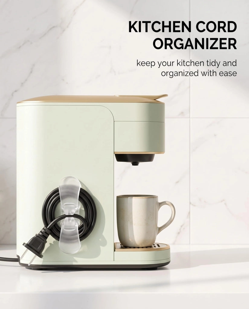 Set di 8 organizer per cavi, adesivi, trasparenti