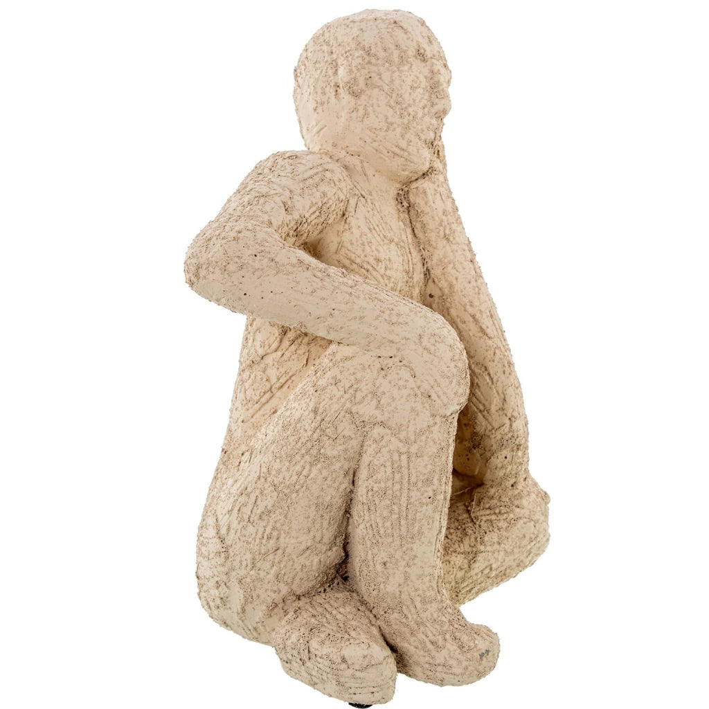 Figura in Vetroceramica bianca, raffigurante un pensatore, dimensioni 19 x 16 x 25 cm