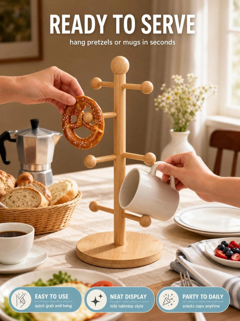 Portabicchieri in bambù, dimensioni 33x15,5 cm, in legno naturale, set da 1 con kit di montaggio