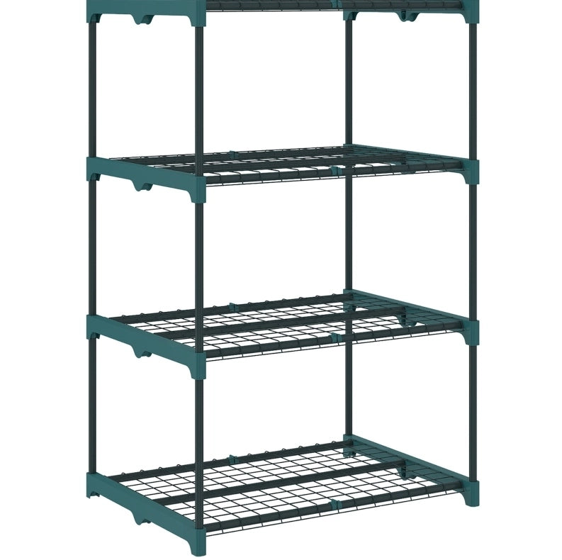Scaffale per piante a 4 ripiani in acciaio verde scuro, 105 cm