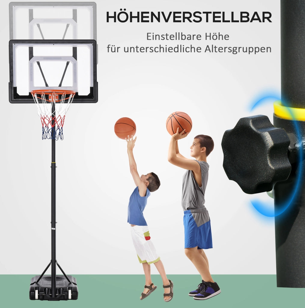 Canestro da basket regolabile per bambini 83 x 75 x 260 cm nero con ruote