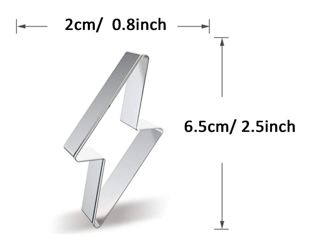 Stampo per biscotti a forma di fulmine, simbolo "flash", 7,5 cm, acciaio inossidabile