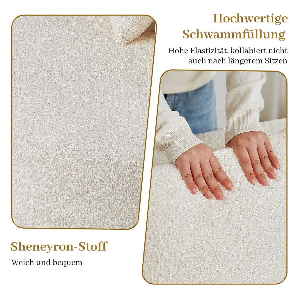 Divano modulare in ciniglia beige con 6 cuscini