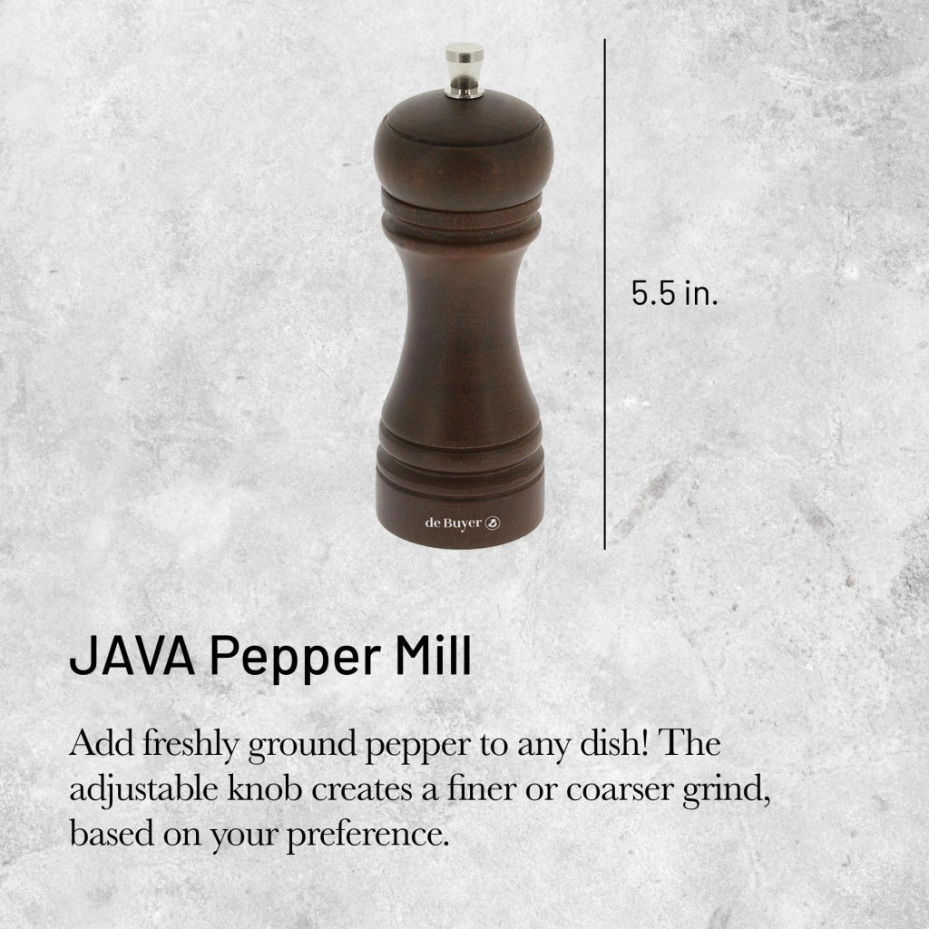 Macinino per pepe Java, scuro, 14 cm, in legno, manuale, con macinino in acciaio