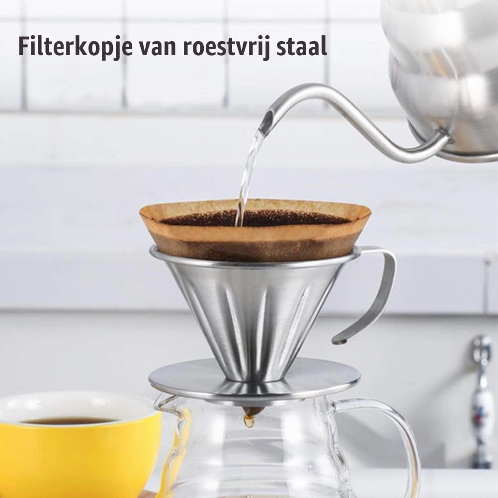 Tazza filtro in acciaio inossidabile, filtro per caffè riutilizzabile, forma conica