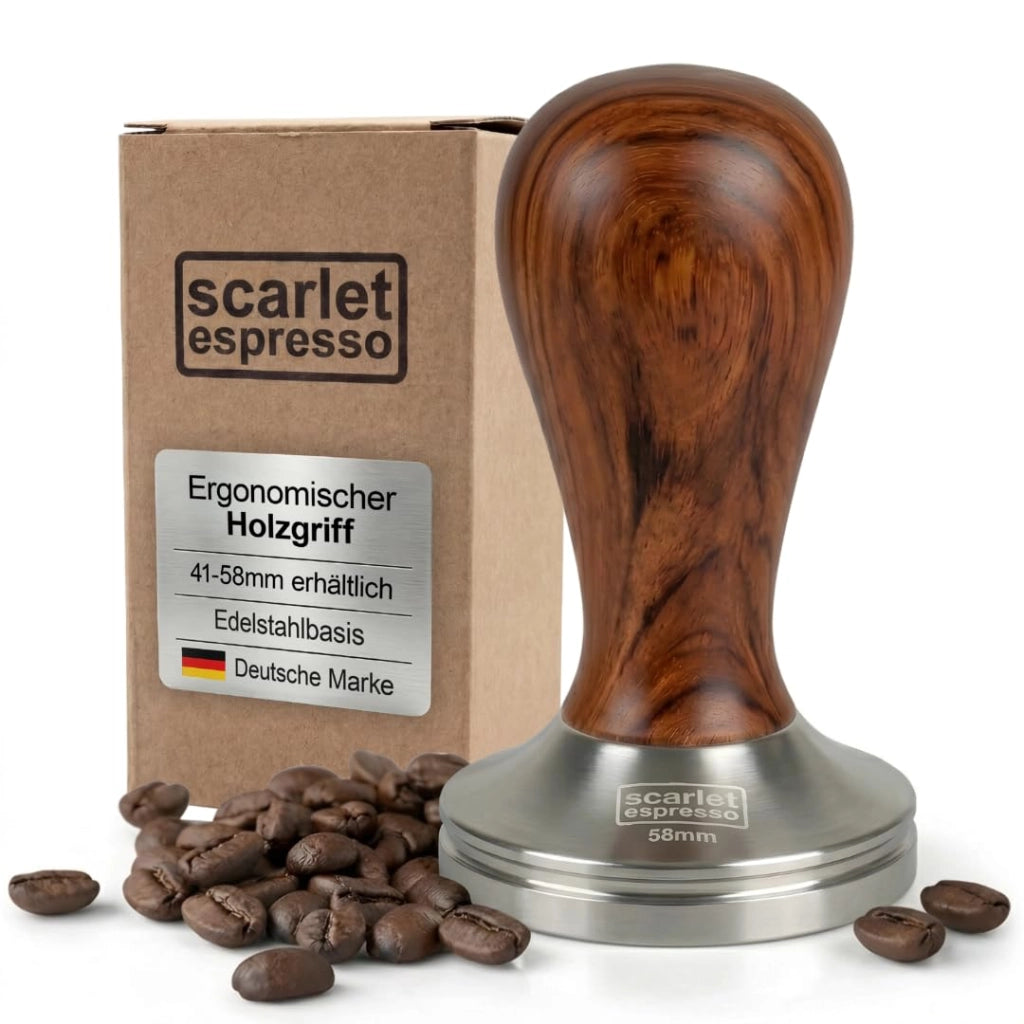 Tamper Classic da 51 mm – Pressino per espresso con manico in legno pregiato, colore rosso