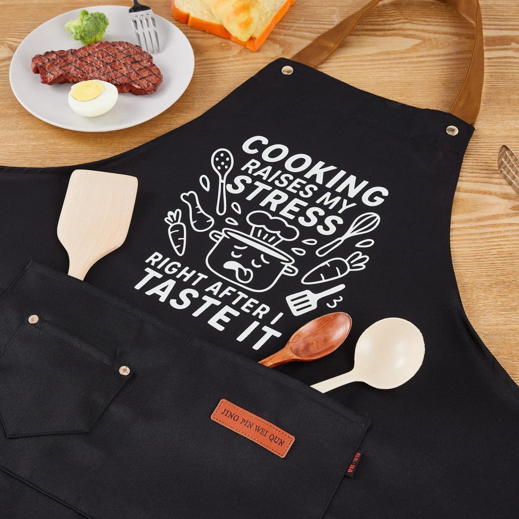 Grembiuli da cucina neri con scritta, dimensioni 65x75 cm, idrorepellenti, unisex