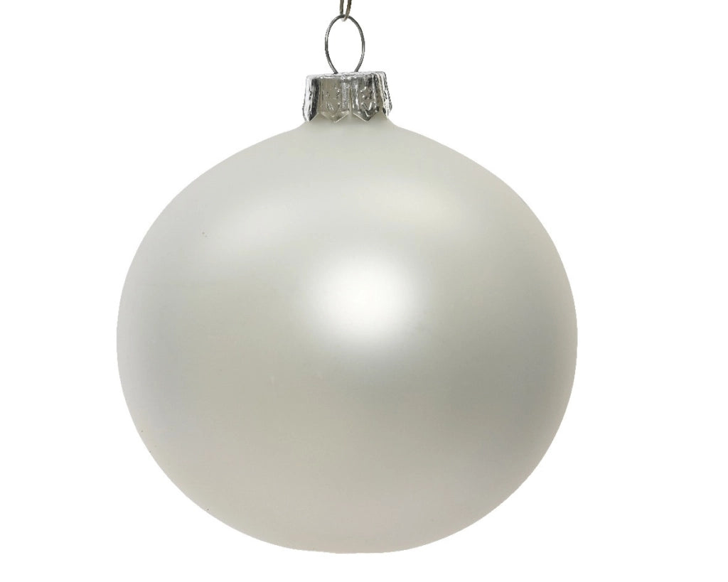 Box Da 6 Palline Di Natale Bianca Opaco Effetto Neve 6 Cm