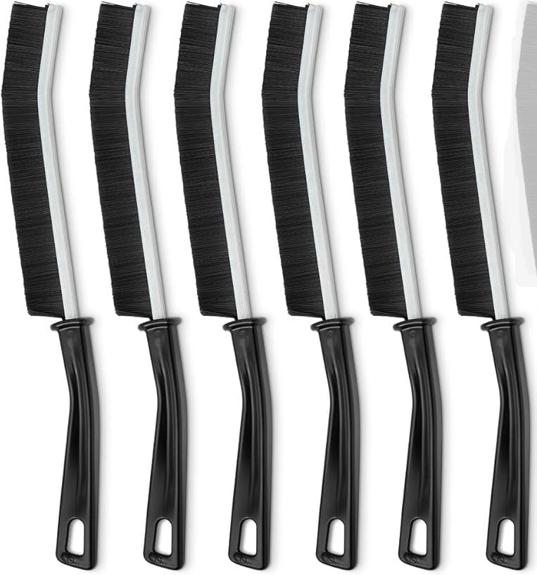 Set di 6 spazzole angolari per la pulizia delle fughe, dure, nere, da 23 cm