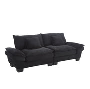 Divano a 2 posti 224x81x81 cm in velluto nero con braccioli, per soggiorno e ufficio