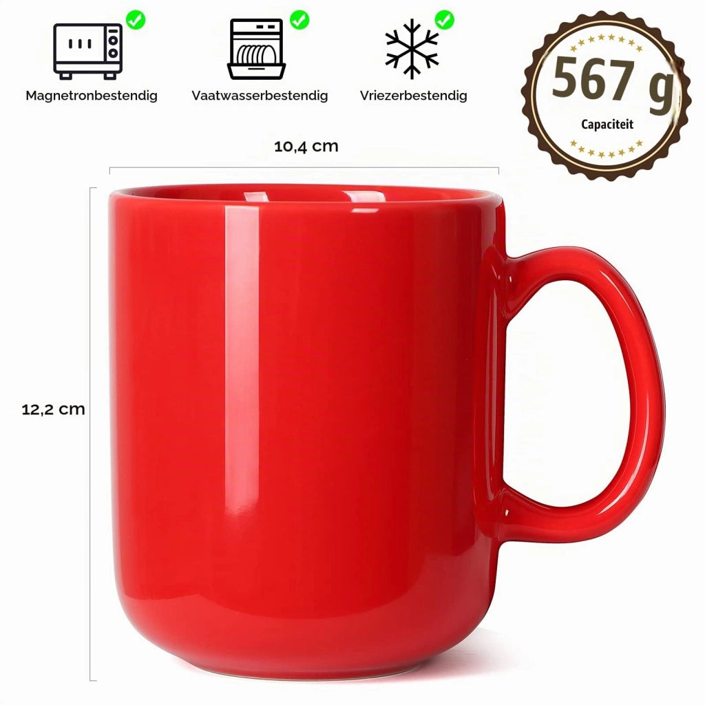 Tazza da caffè da 20 once, in Vetroceramica, con manico, set da 2, colore rosso