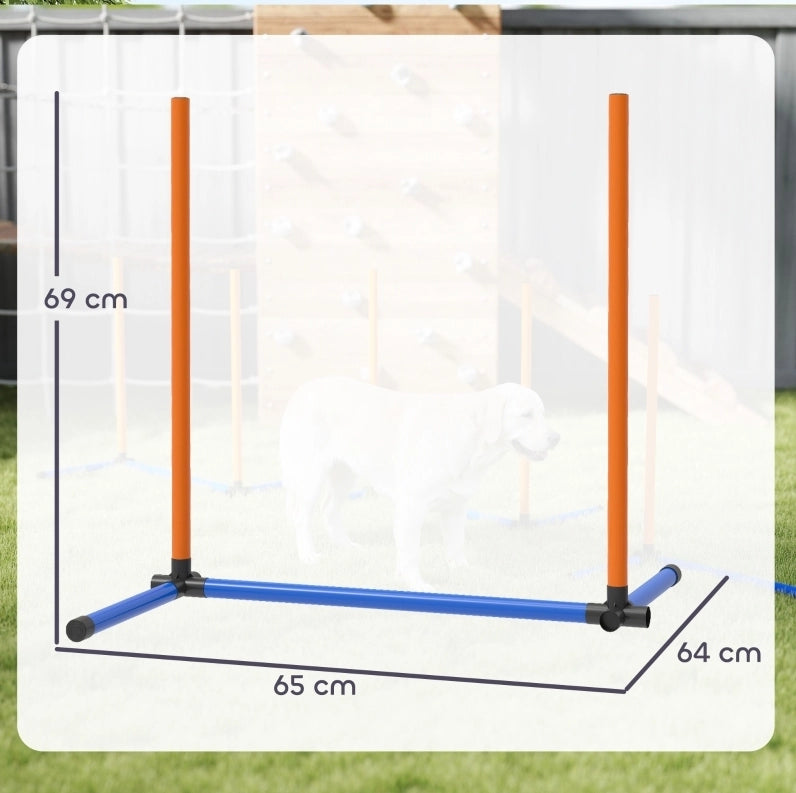 Set agility per cani con paletti da slalom e borsa, arancione