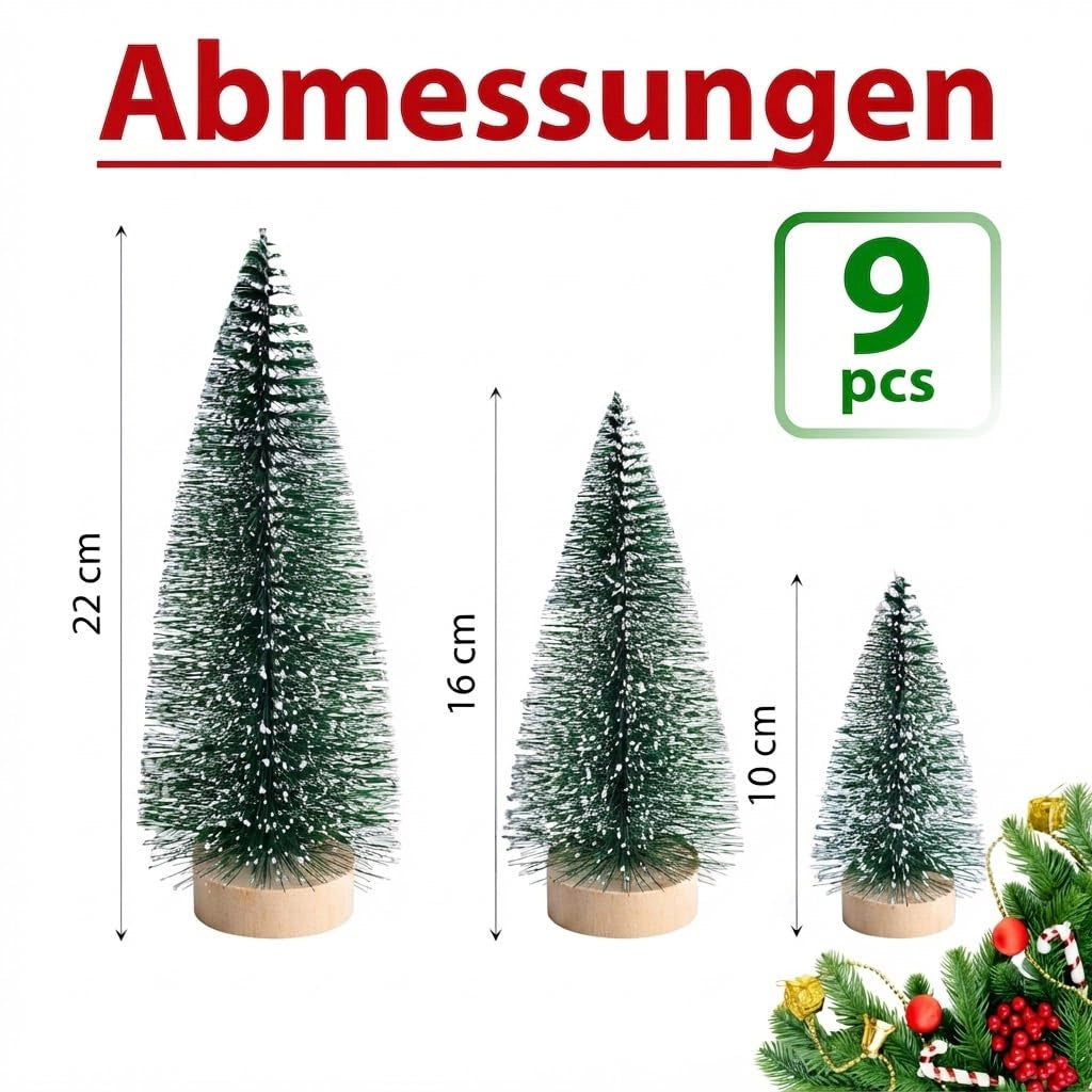 Mini alberi di Natale artificiali, 18 pezzi, 3 colori, altezza da 4,5 a 12,5 cm