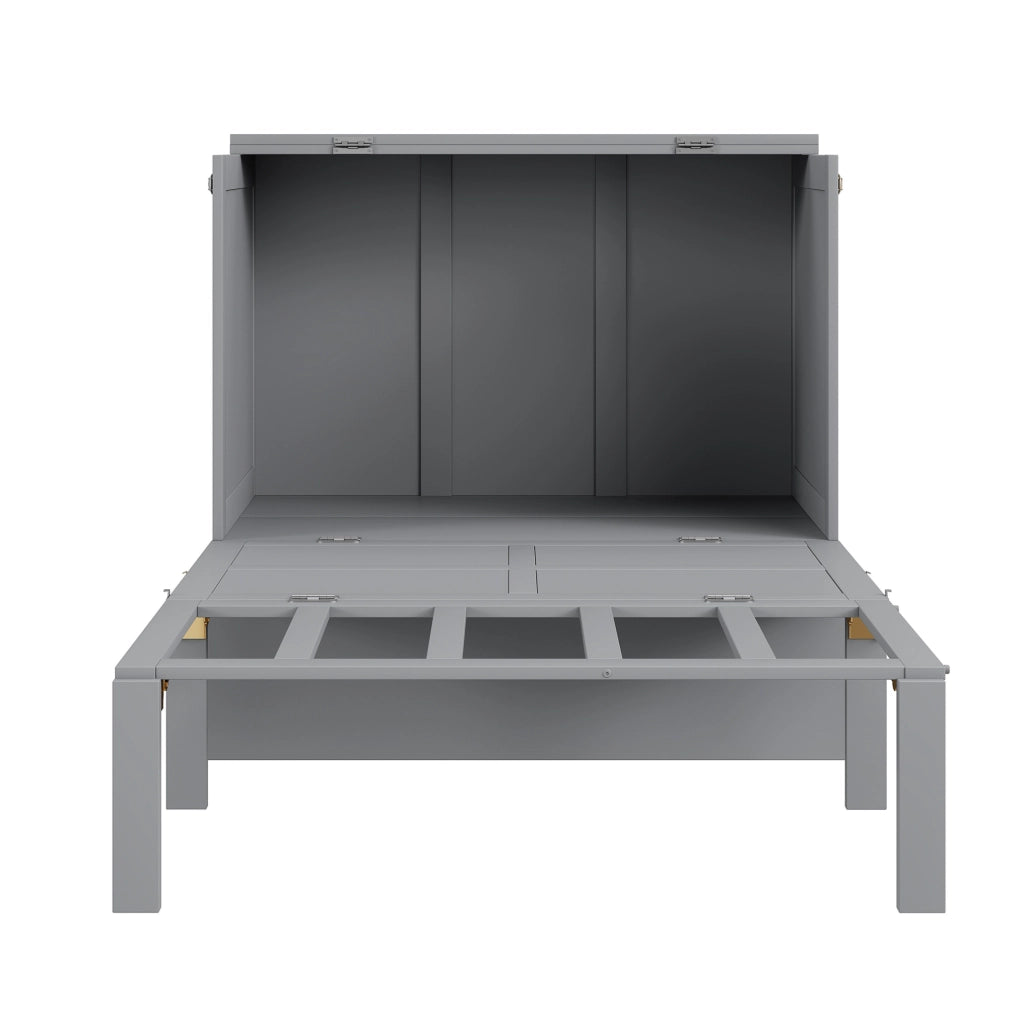 Letto a scomparsa verticale 90x200 cm con rete a doghe, colore grigio, risparmio spazio per camere singole