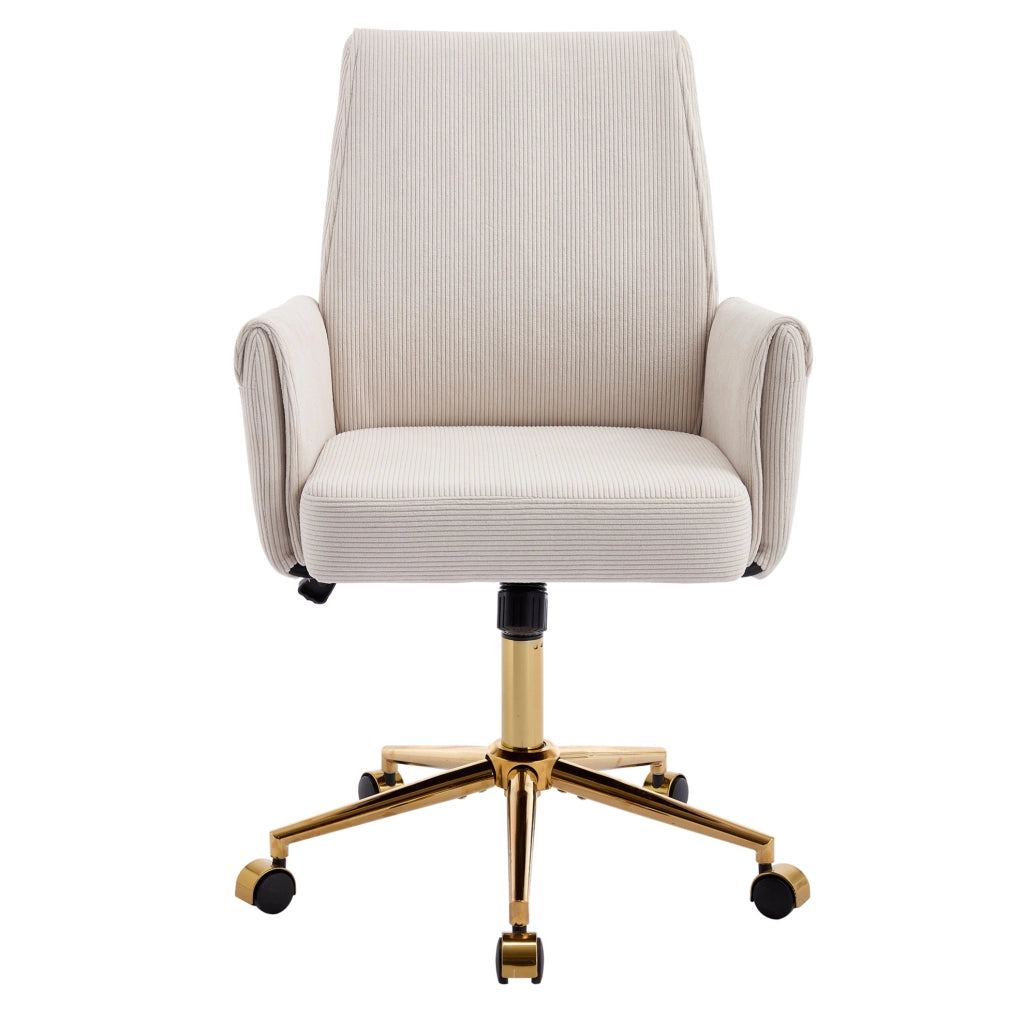 Sedia da ufficio ergonomica 64x61x99 cm bianca, base dorata, regolabile