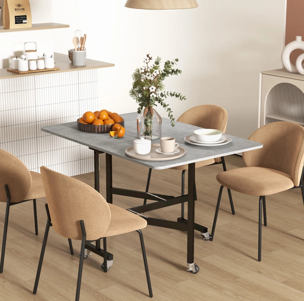 TAVOLO da pranzo pieghevole con ruote 120x80x73 cm MDF grigio