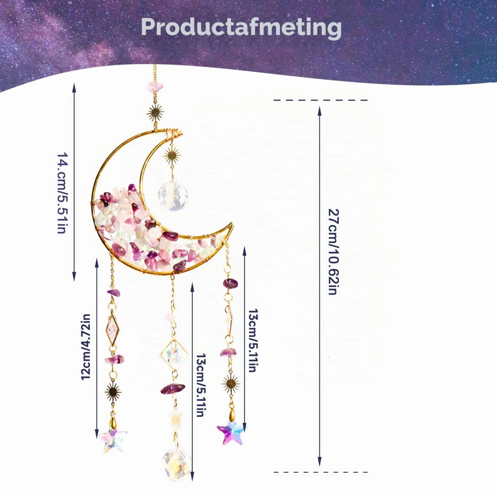 Catturatore di luce a forma di luna, effetto arcobaleno, 1 pezzo, color viola
