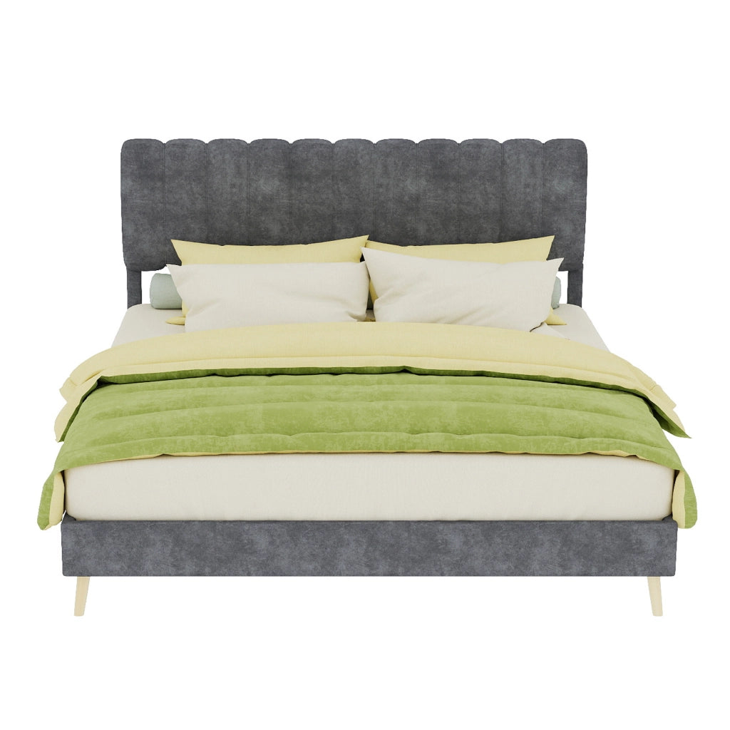 Letto imbottito grigio 160 x 200 cm con materasso incluso
