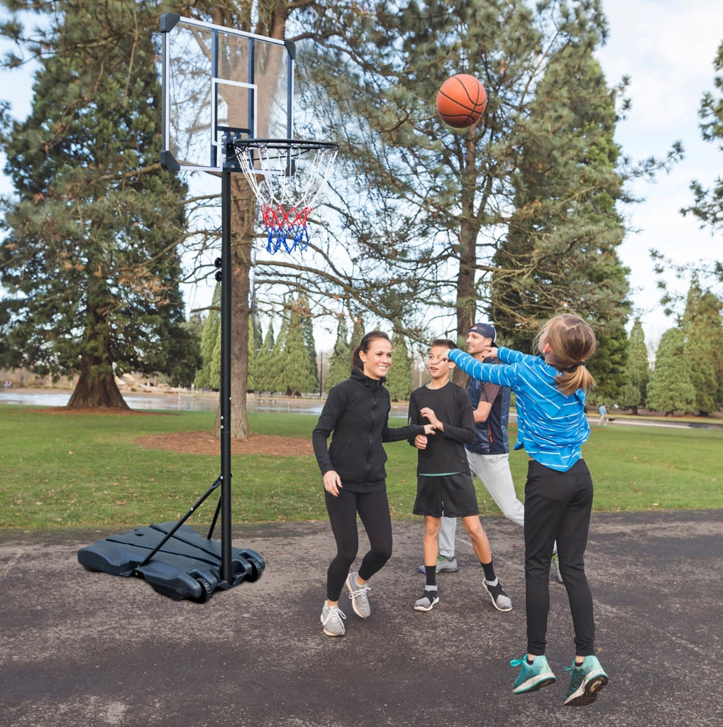Canestro da basket portatile regolabile 164,59–213,36 cm nero con ruote