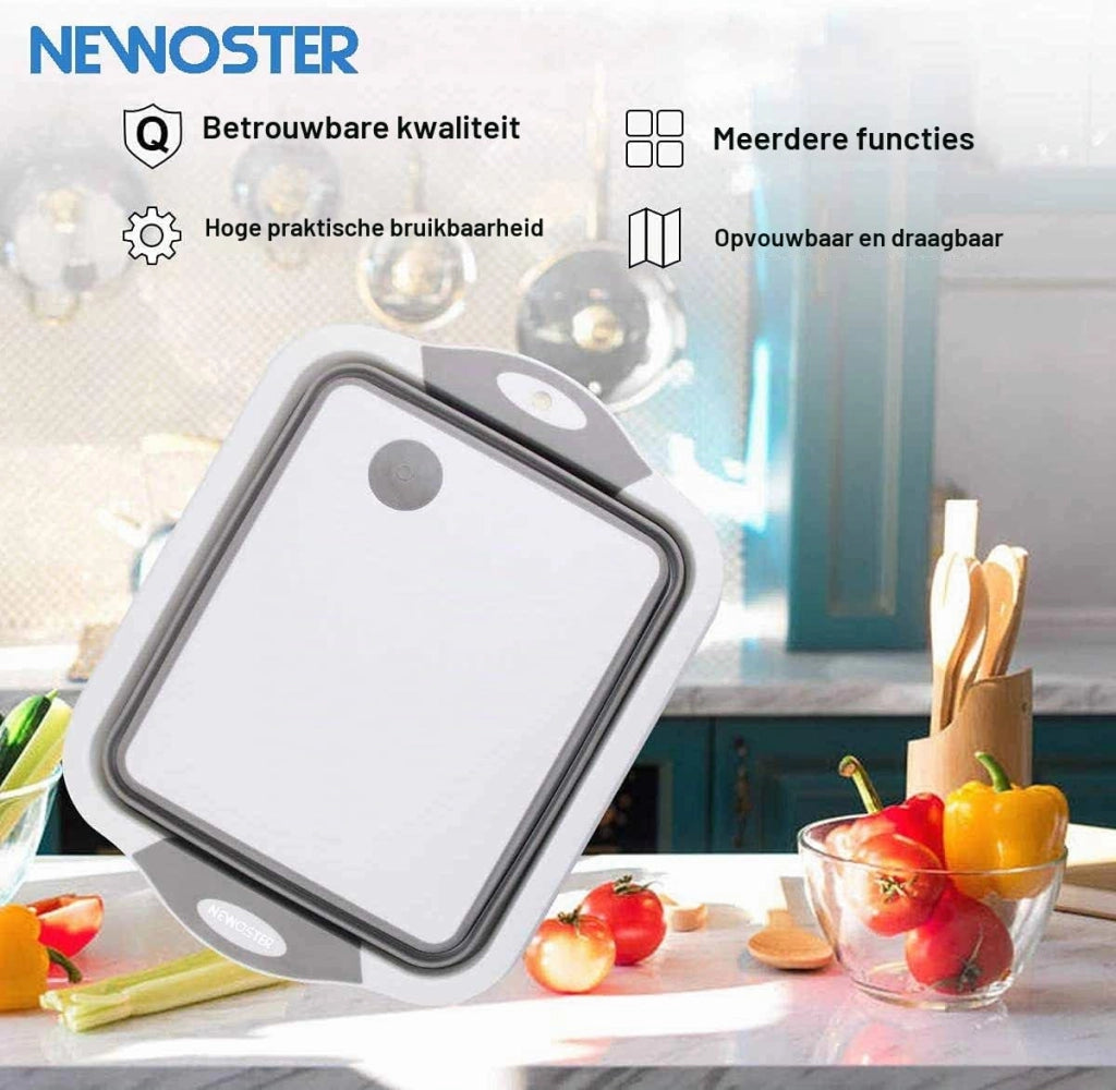 Tagliere pieghevole multifunzionale con colino integrato, portatile, da campeggio, pieghevole, piccolo, leggero, plastica, gel di silice, piano da cucina pieghevole, scolapasta per frutta, verdura