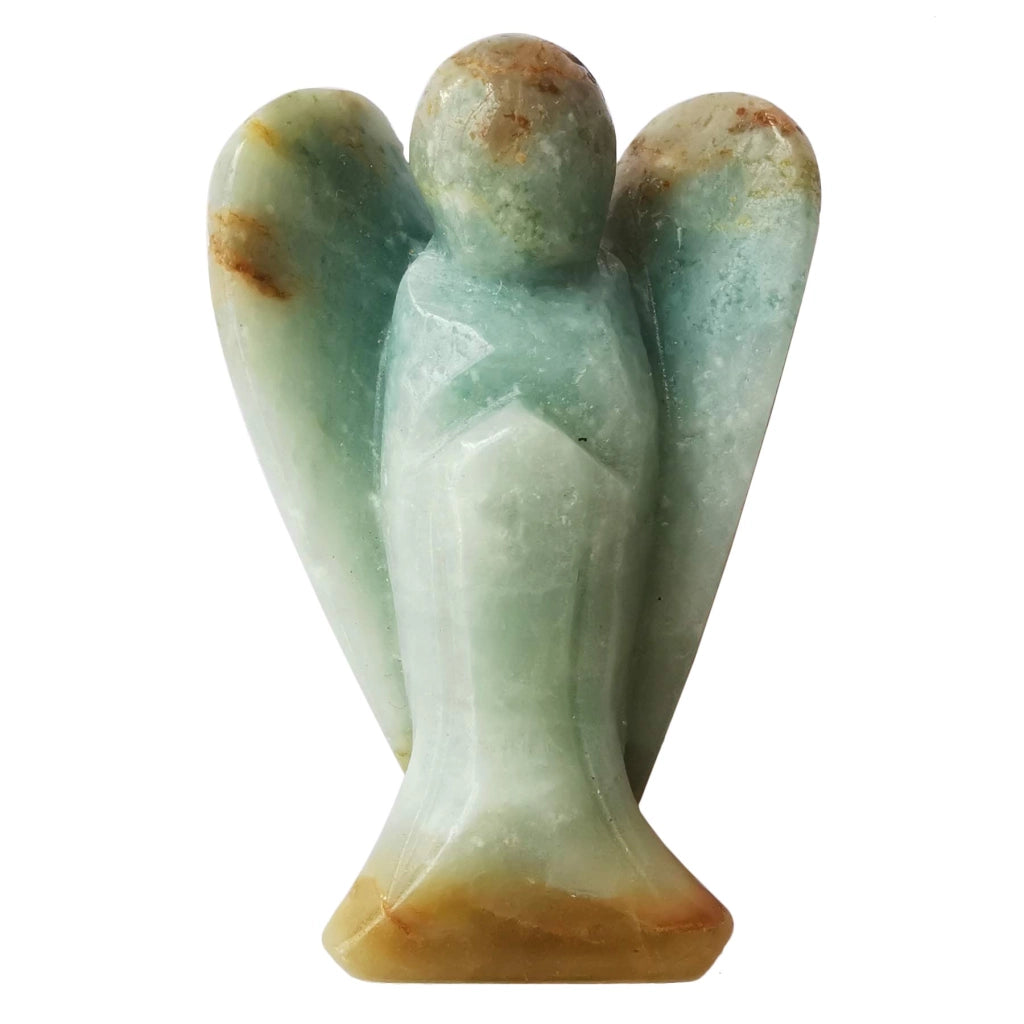 Statua di un angelo in amazonite, intagliata a mano, 5 cm, pietra curativa, da portare con sé