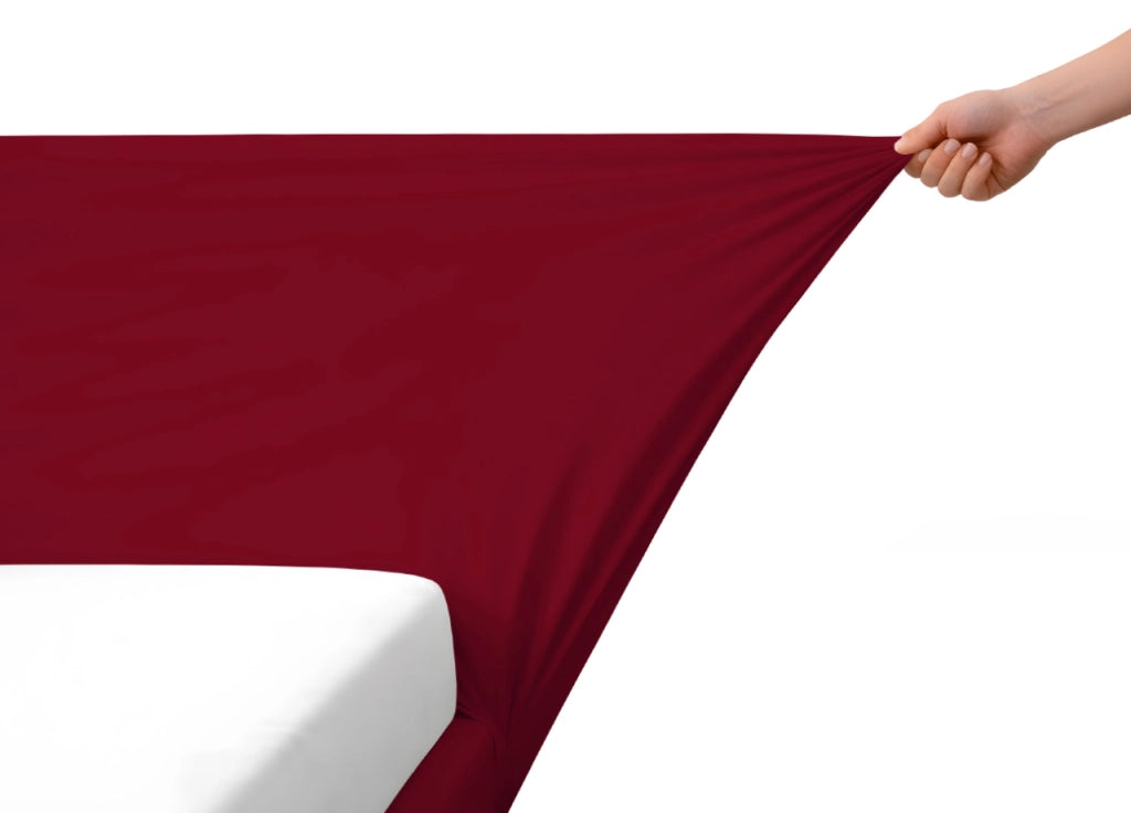 Vestiletto Giroletto Effetto Velluto Estensibile Tinta Unita Mod. Perfetto - Matrimoniale - Bordeaux