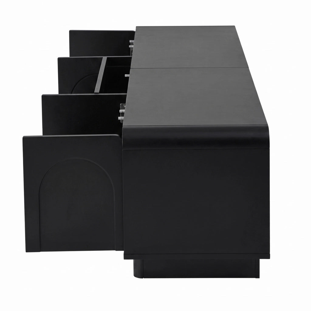 Mobile TV nero 180 cm con 4 ante, 2 cassetti e passacavi