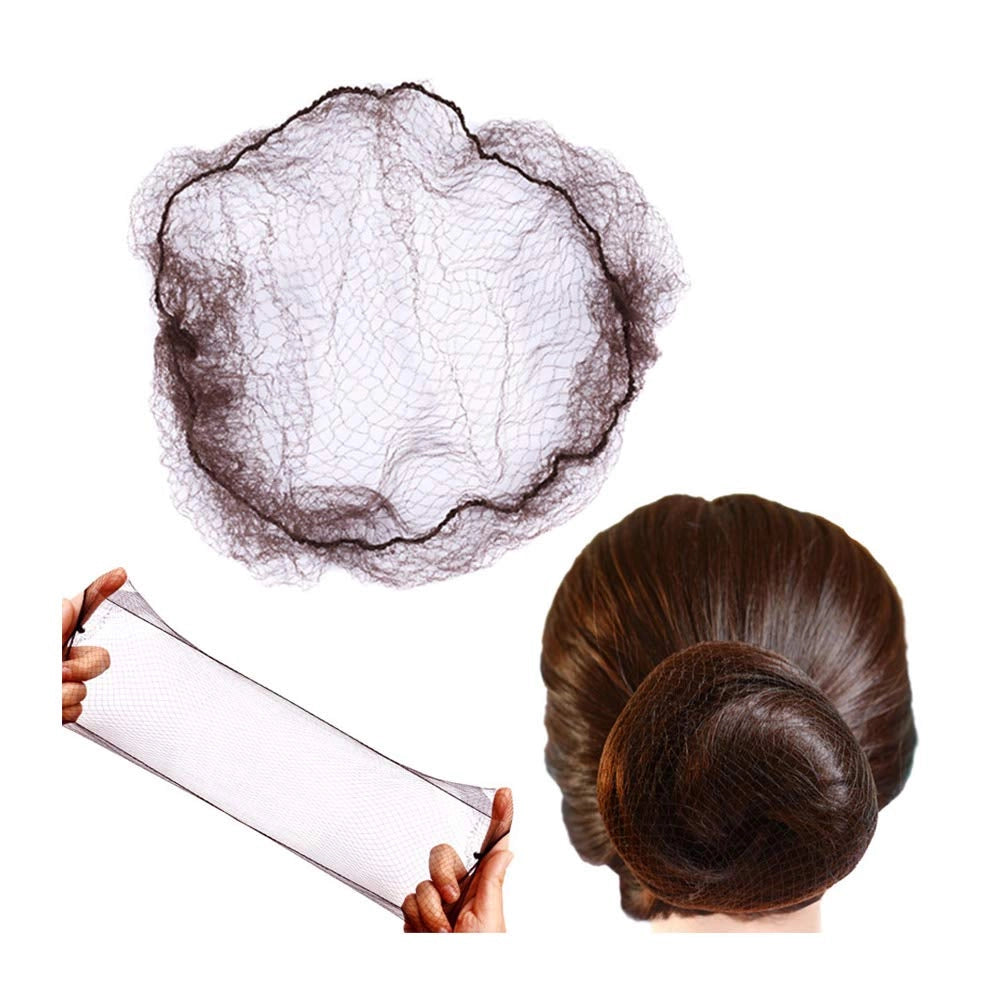 Retine per capelli, confezione da 50 pezzi, invisibili, elastiche, color marrone scuro, maglia da 5 mm