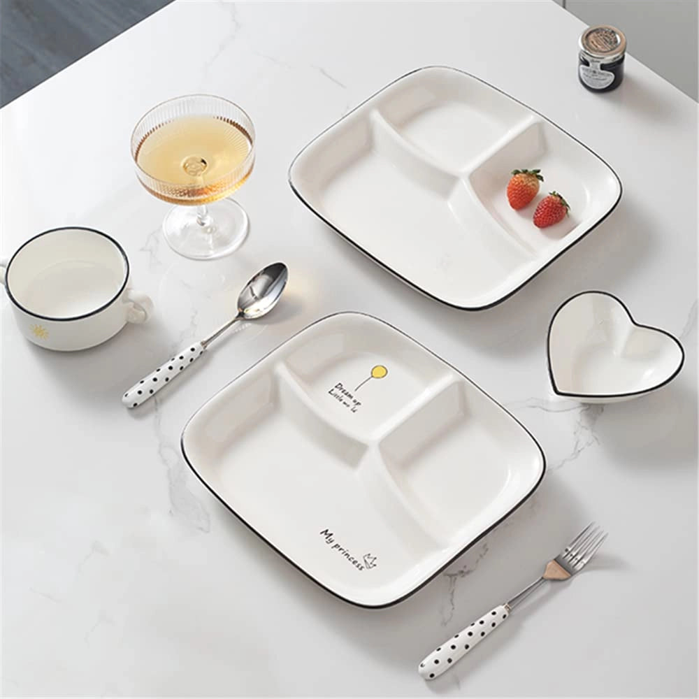 Piatto di servizio in porcellana con 3 scomparti, 25x23x3,5 cm, 1 pezzo