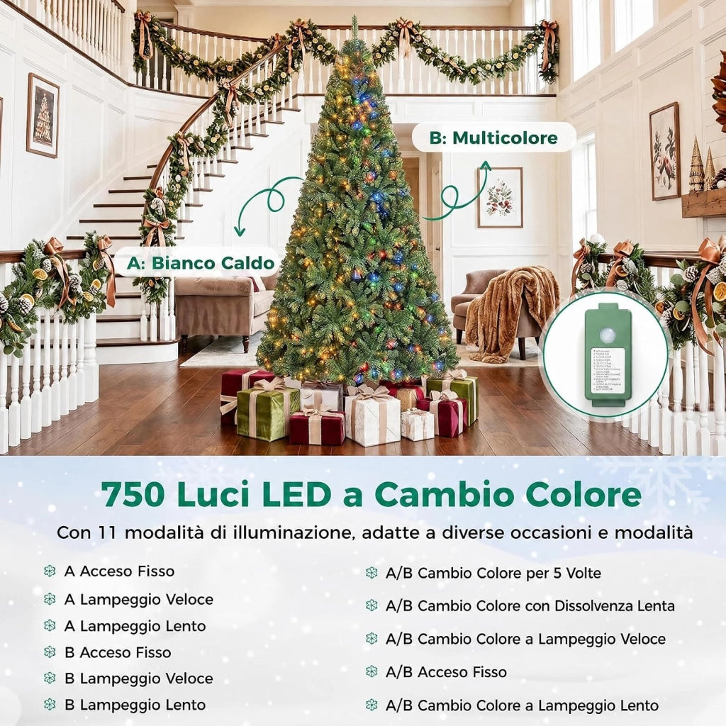 Albero di Natale 244 cm con Luci LED