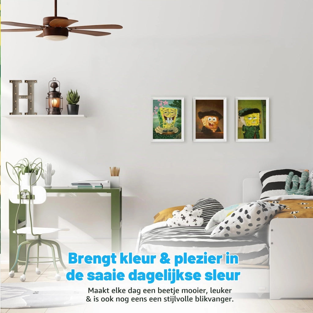 Set di 3 poster di Bob l'Esponja in stile Van Gogh e Rembrandt, formato A4