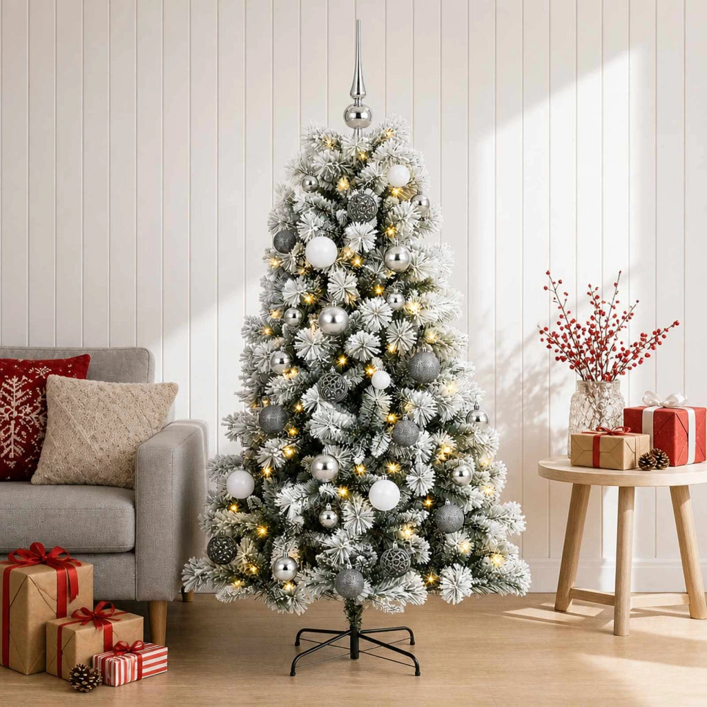 Albero di Natale artificiale con rami snodati e palline 120 cm 3466223