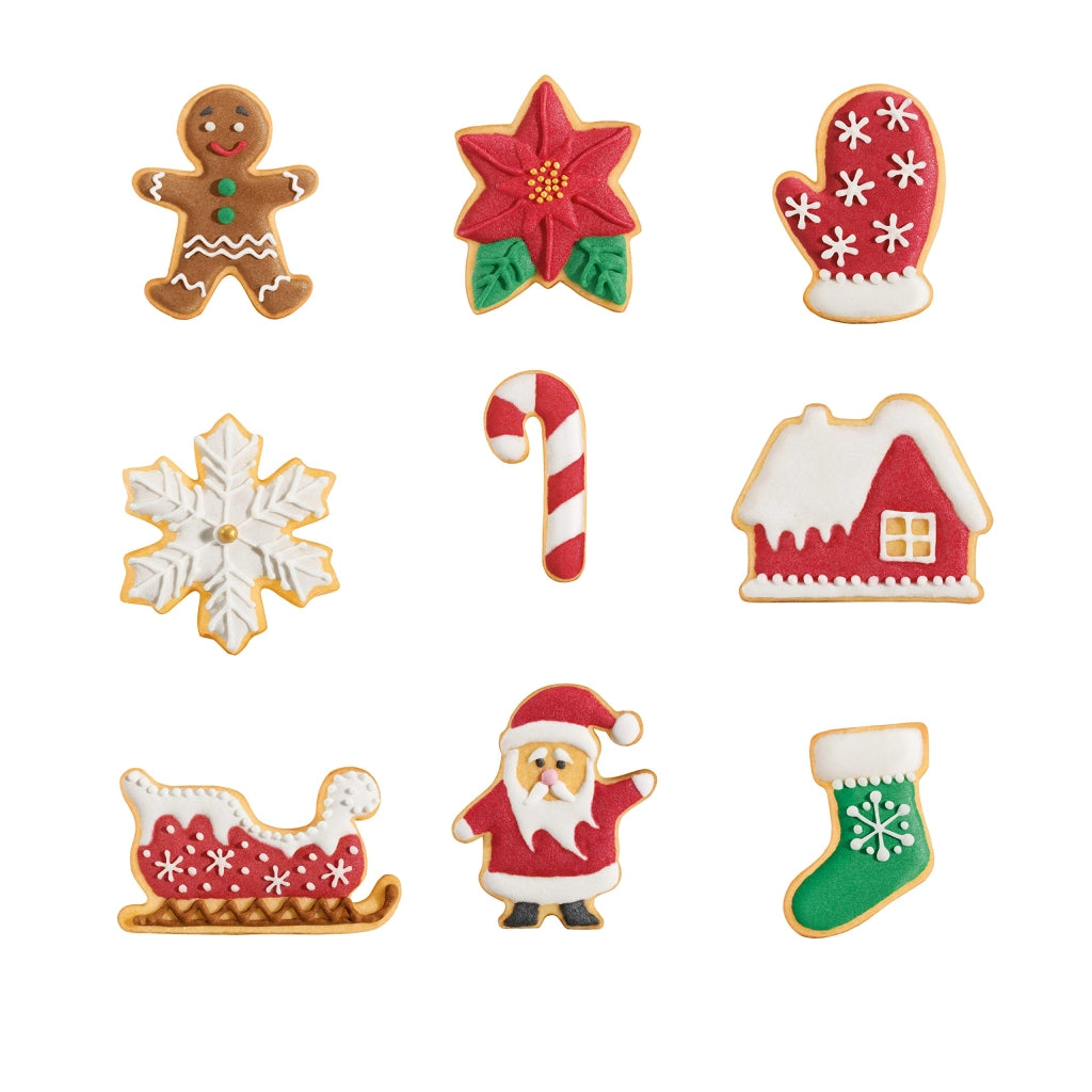 Set di formine per biscotti a tema natalizio, 9 pezzi, plastica, colorate