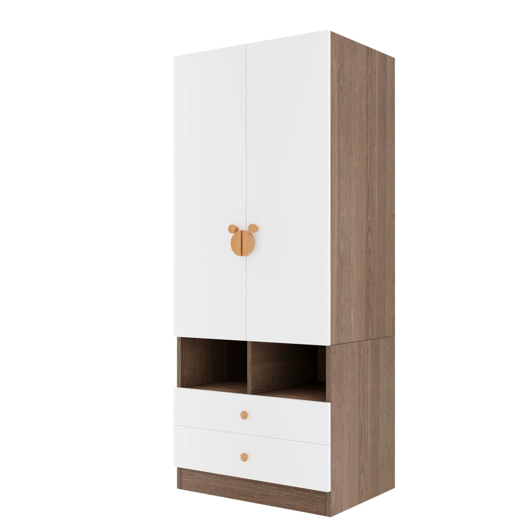 Armadio a due ante con due cassetti e vani, 70 x 50 x 170 cm