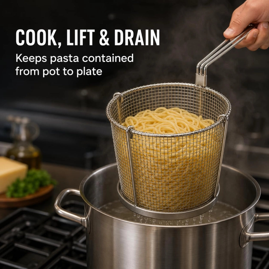 Spaghettiera in acciaio inossidabile, 15 cm – Cesto per la cottura della pasta e per la friggitrice