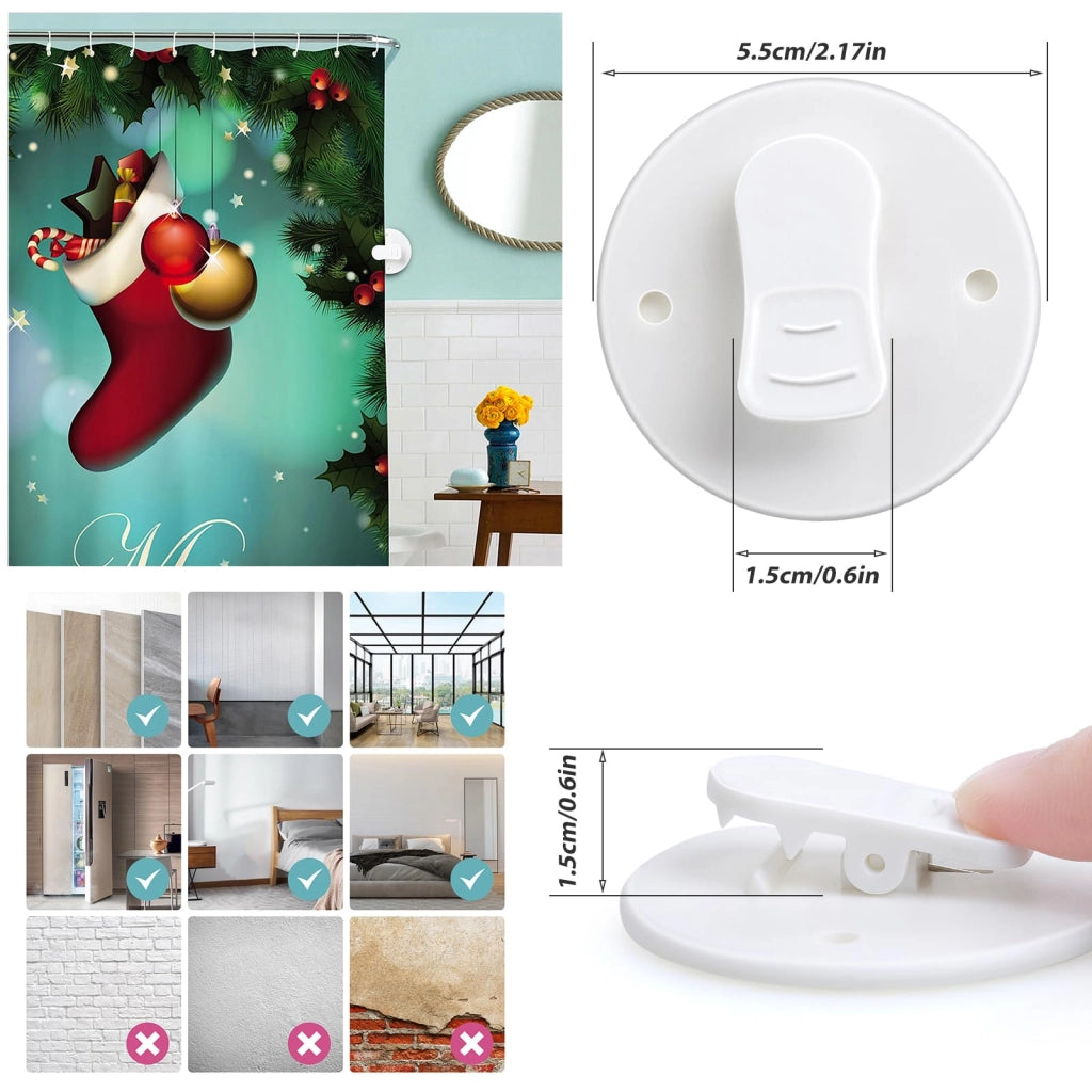 Set di 4 clip adesive per tende da doccia, tipo morsetto a coccodrillo, per proteggere dall'acqua