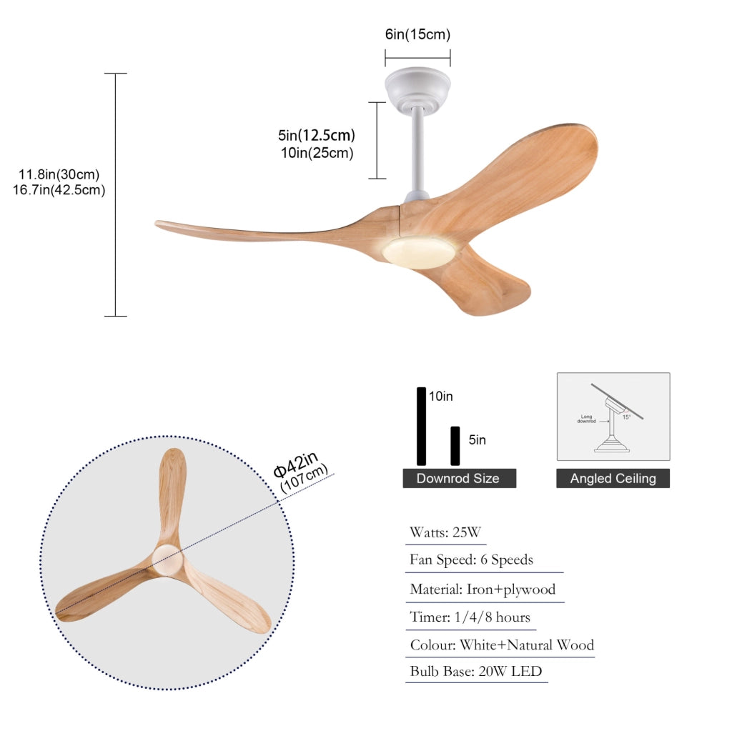 Ventilatore da soffitto 42 pollici con luce e telecomando