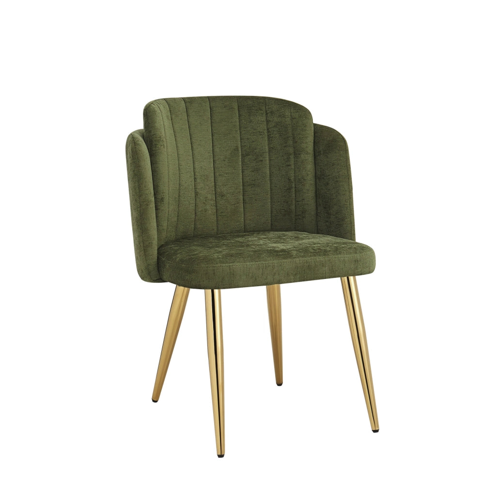 Set 6 sedie da pranzo 58,5x62x78 cm verdi, poliestere e ferro dorato